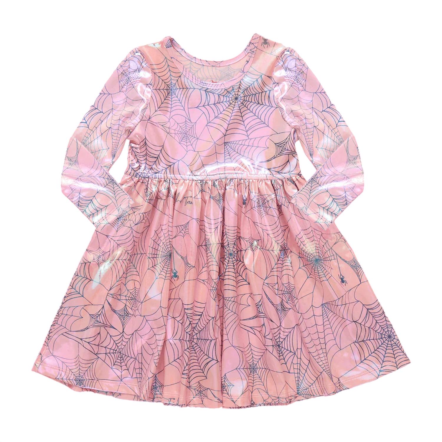 PINK CHICKEN Lame Steph Dress in pink spider web - kids' dress - alternate view
