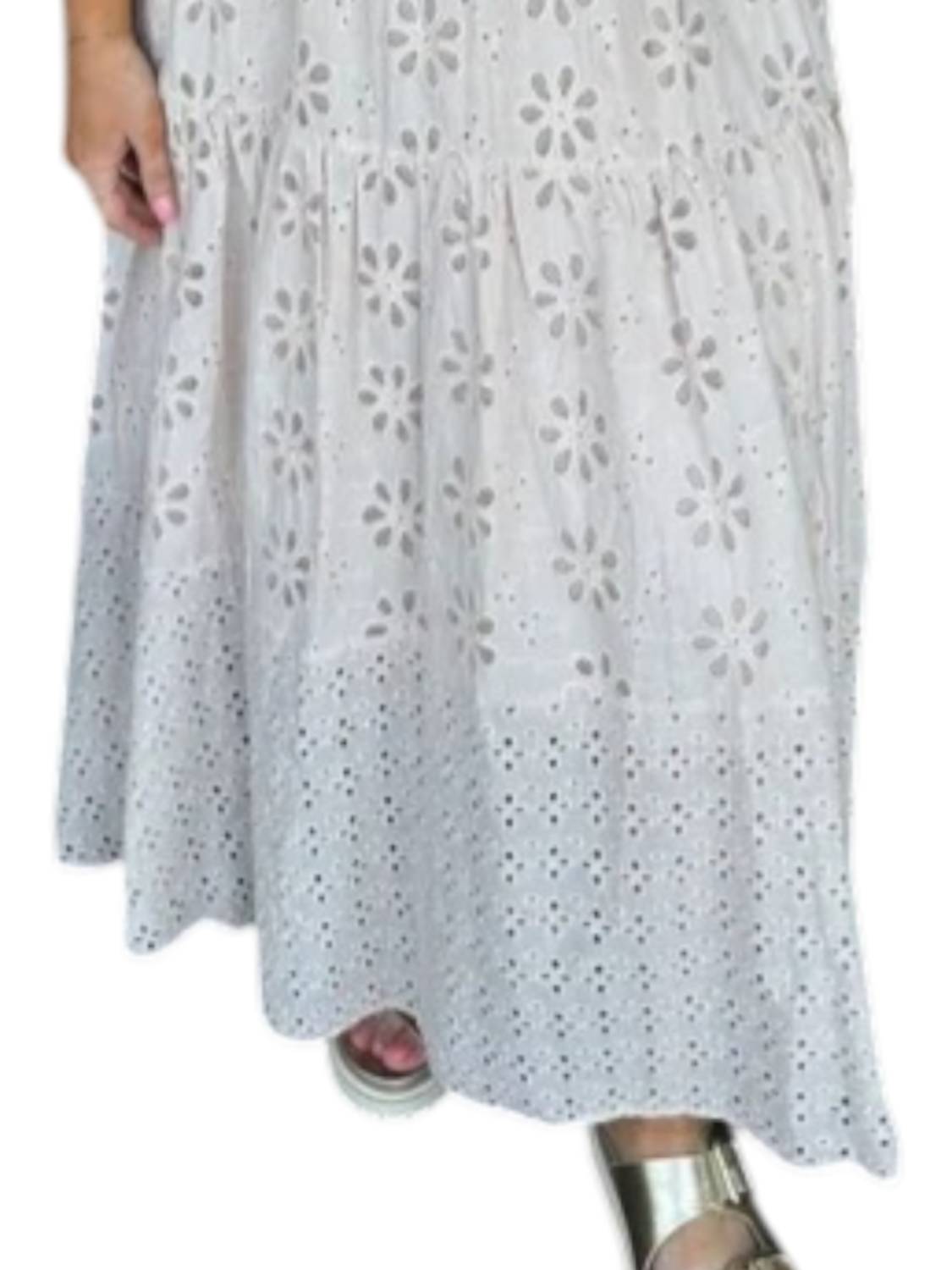 Mystree - Eyelet Short Sleeve Maxi Dress