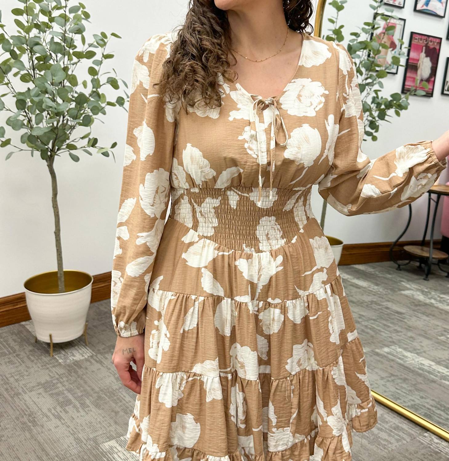 Hayden La - Floral Print Smocked Dress
