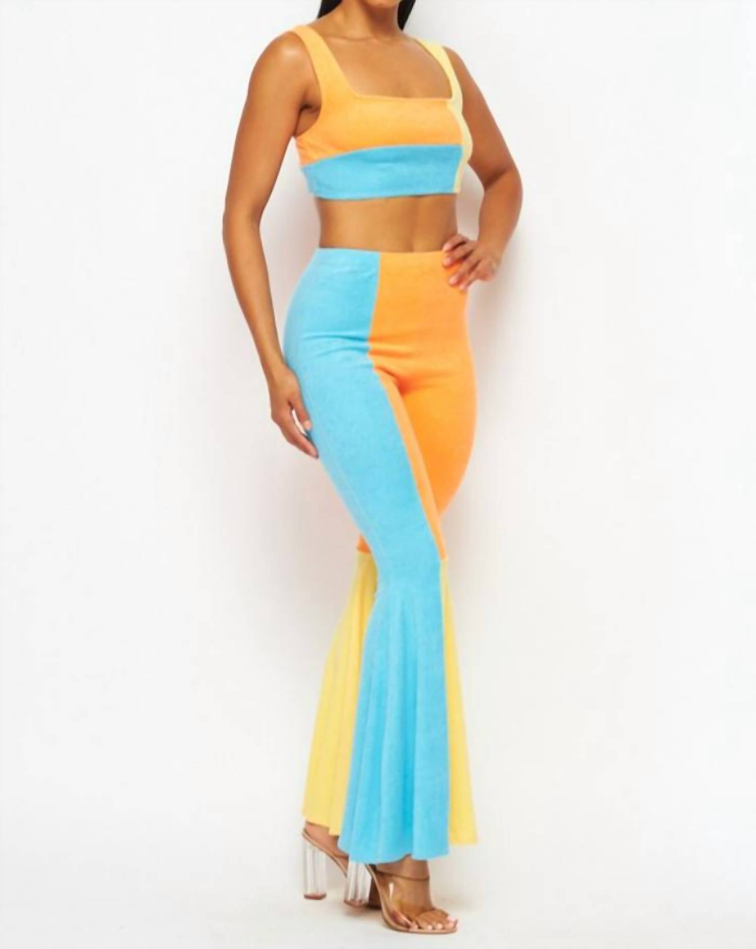 Bright Idea Terry Cloth Crop Top and Pant Set