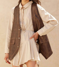 Promesa - Vegan Leather Snap-front Vest