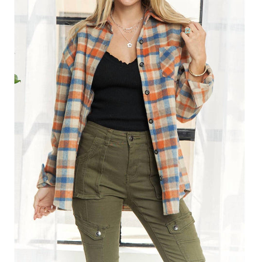 Madelyn - Plaid Long Sleeves Flannel Shacket