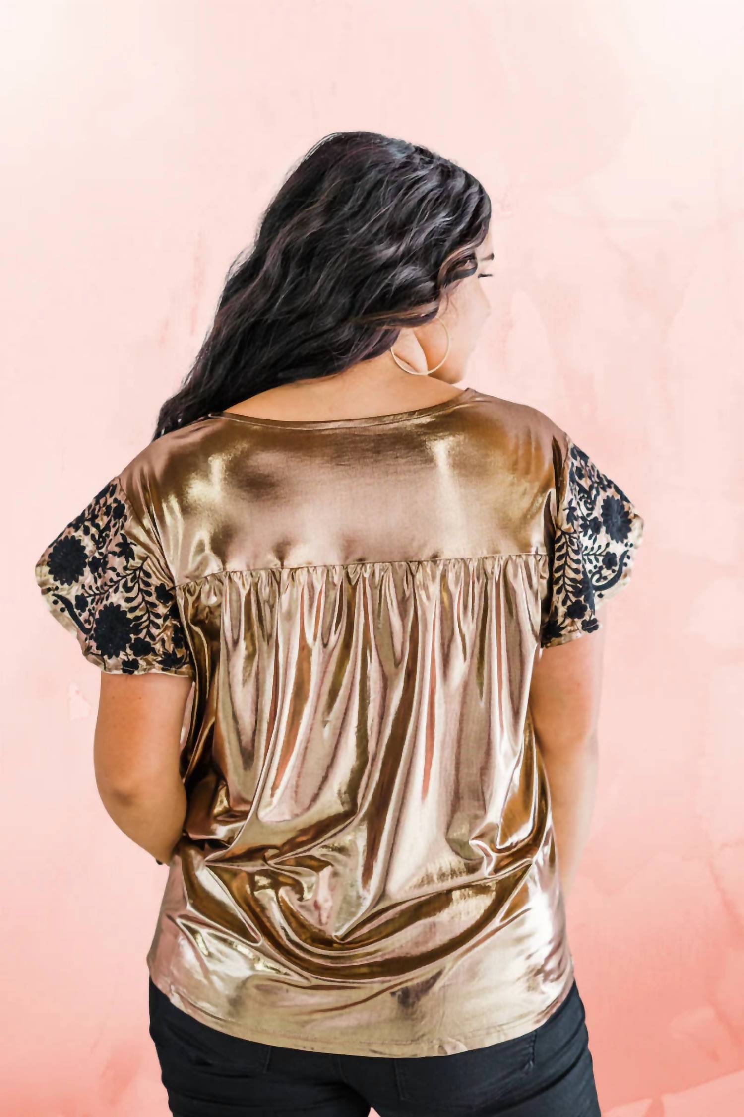 Layerz Clothing - Embroidered Metallic Top