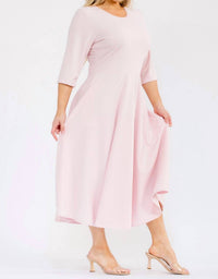 Karen Kane A-line Midi Dress in lt pink - women's dress - alternate view