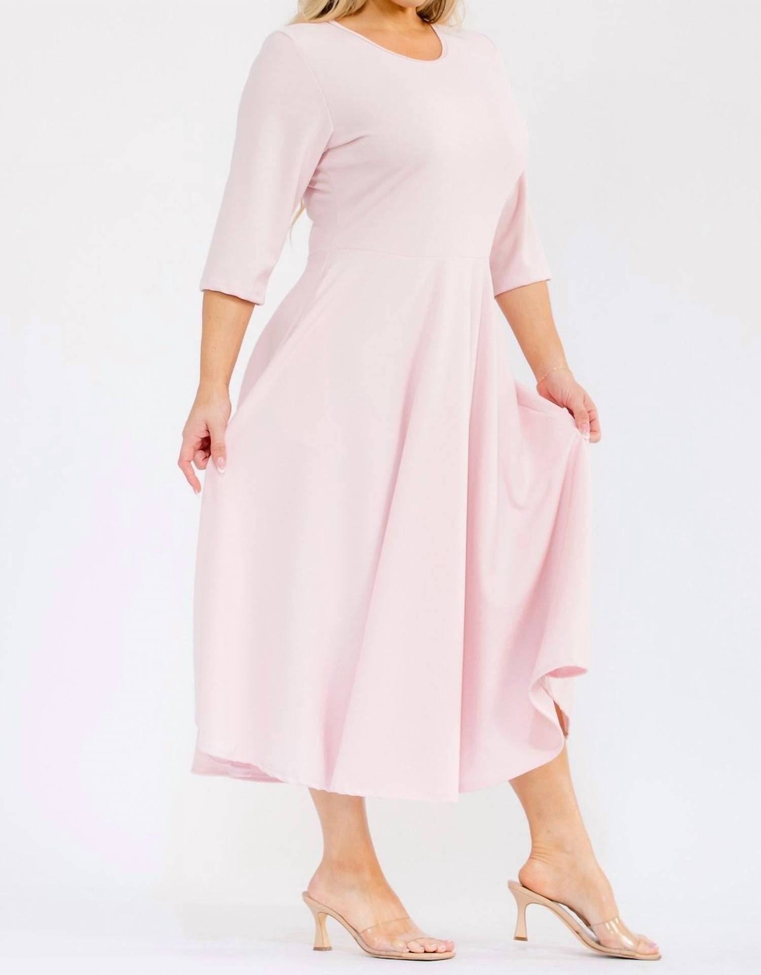 Karen Kane A-line Midi Dress in lt pink - women's dress - alternate view