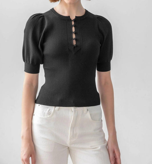 Lilla P - Elbow Sleeve Henley Sweater