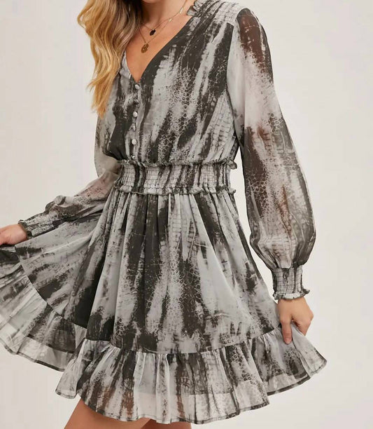 Bluivy - Animal Print Long Sleeve Mini Dress