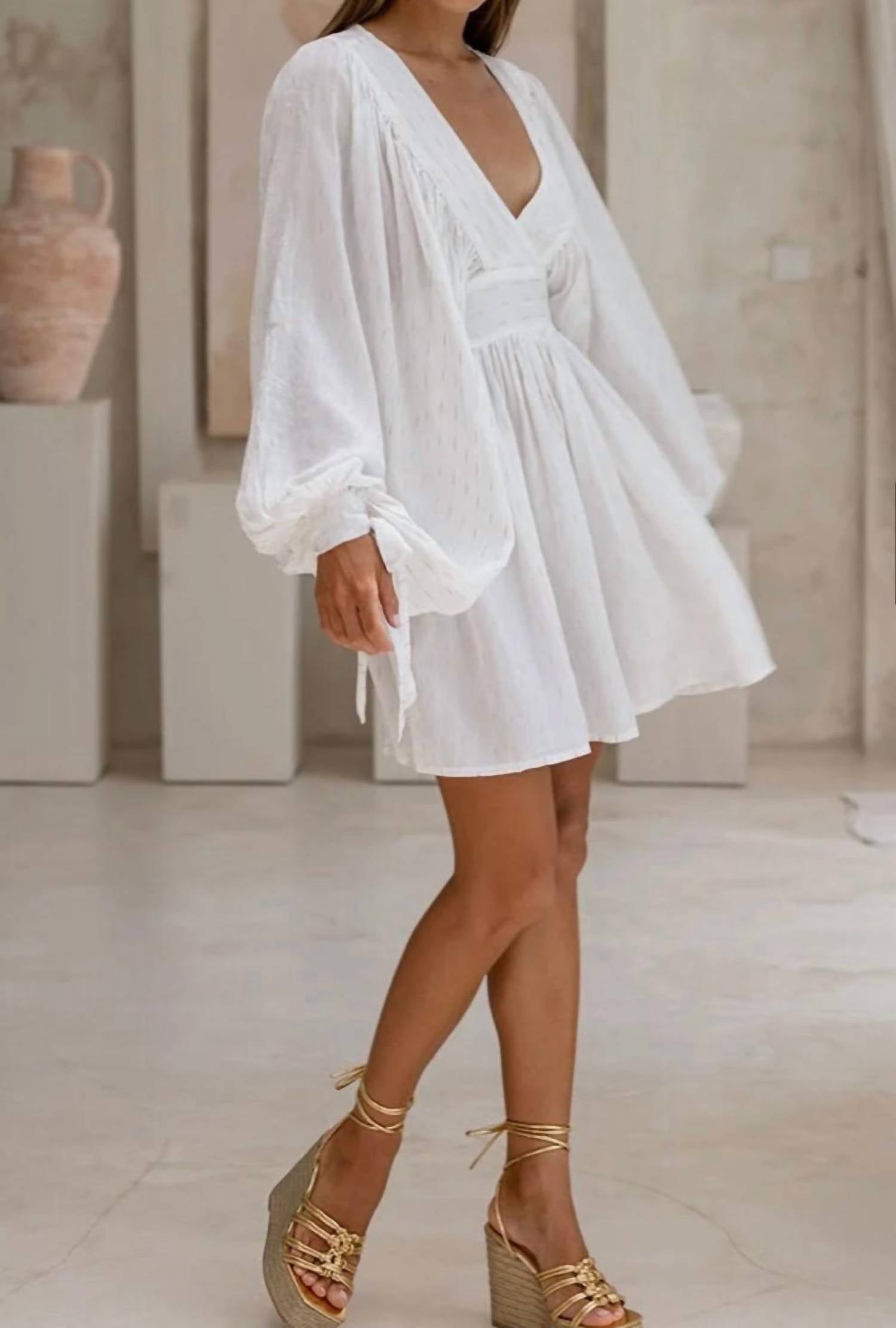 Miss June Paris Janice Mini Dress in white - women's dress - detail view