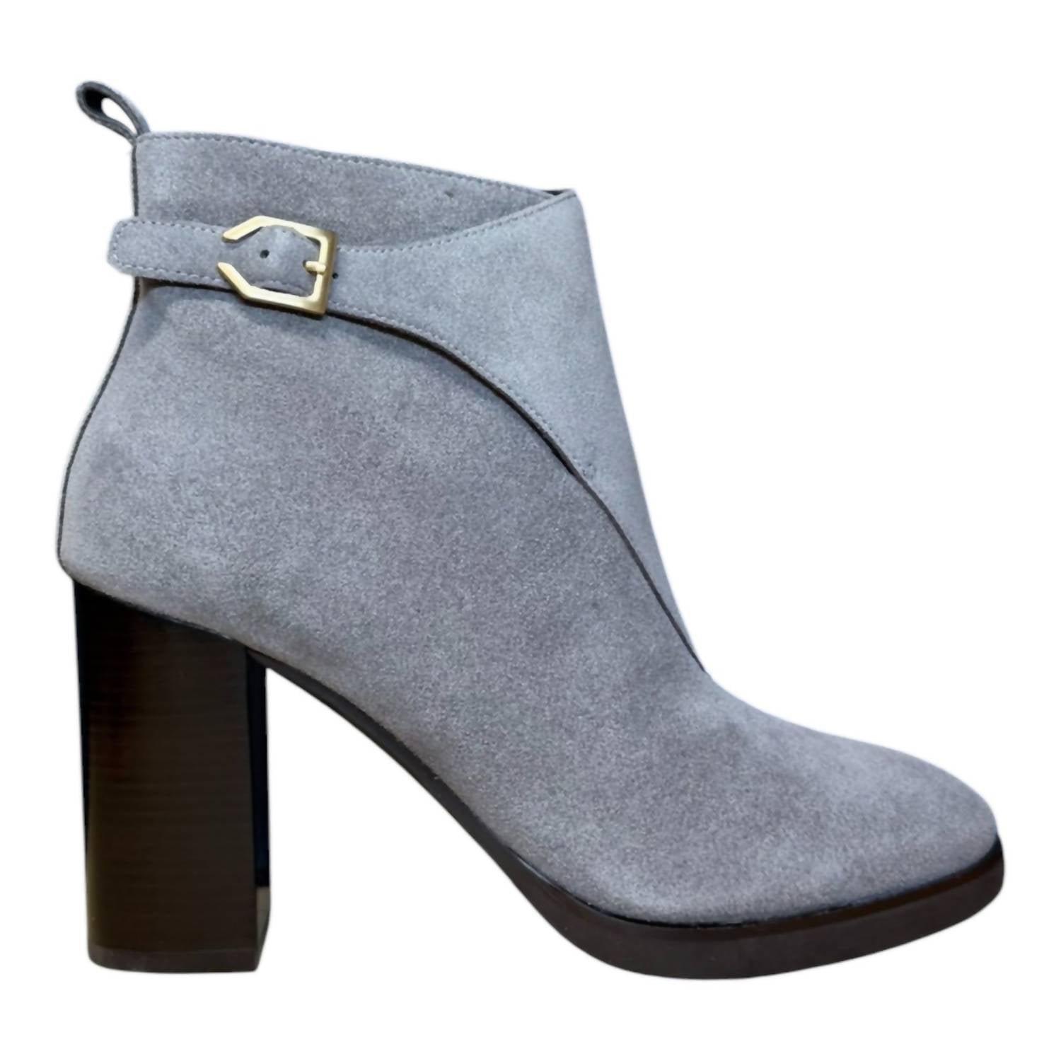 COLE HAAN Women's Harrington Grand Riding Bootie in stormcloud suede - women's shoe - detail view