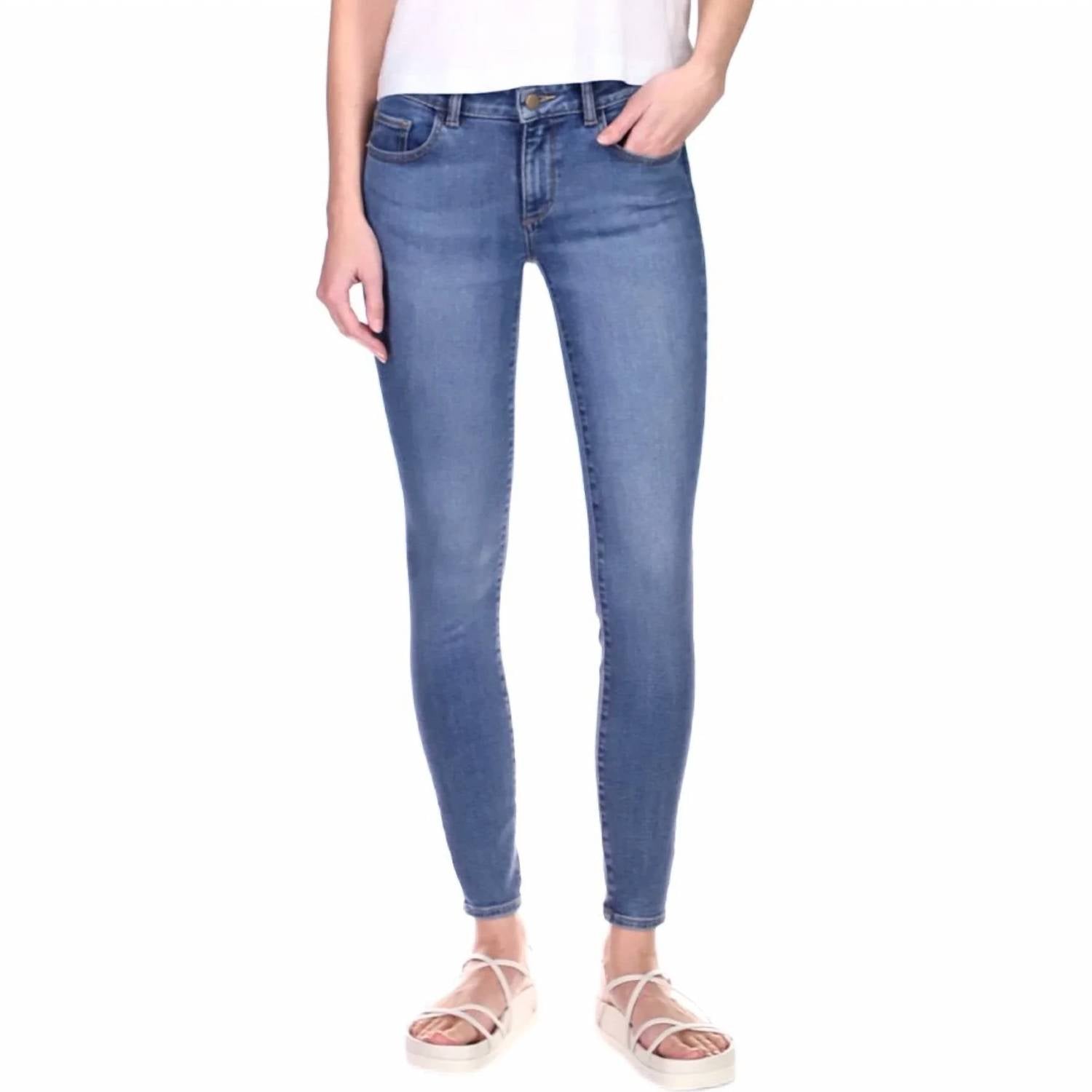 DL1961 - Women's Emma Low Rise Instasculpt Skinny Jeans in blue - women's jeans