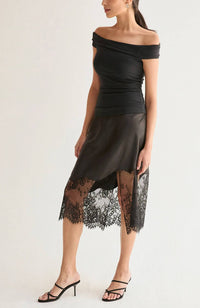 Mint Exclusives - Ivy Satin Lace Insert Midi Skirt