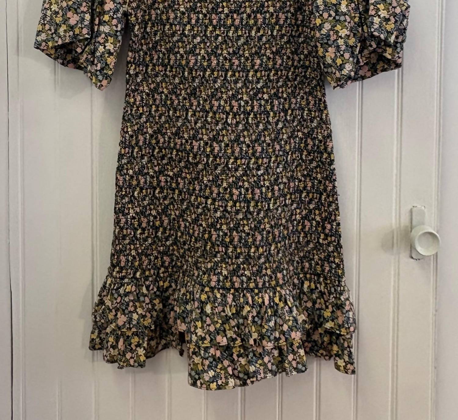 byTiMo Women's Festive Cotton Smocking Dress in flower field - women's dress - alternate view
