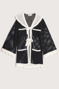 SEA Kendall Crochet Cover Up in black - women's swimwear - detail view