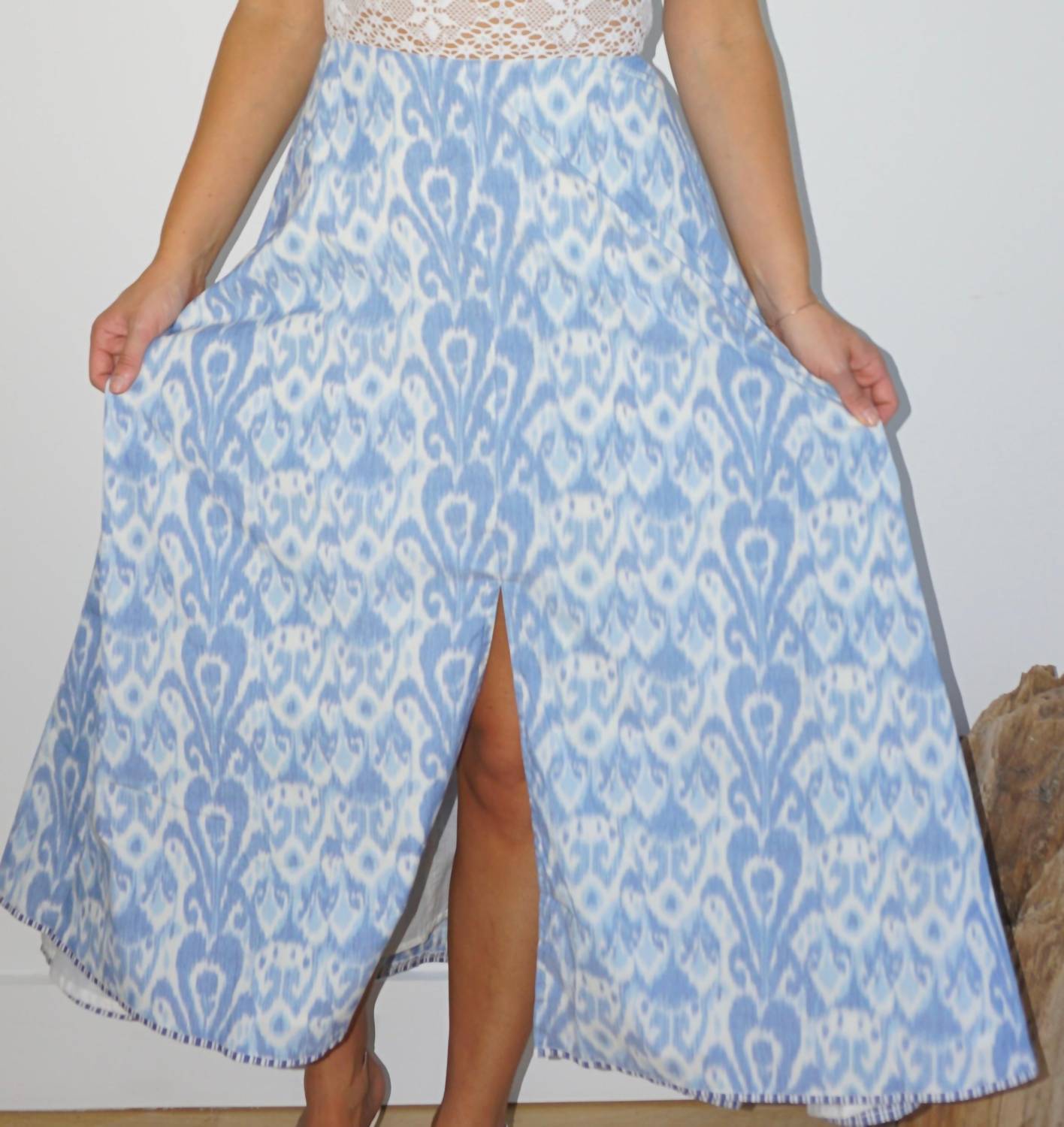 NIBI MTK Isabella Dress in faded blue ikat - women's dress - view 4