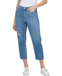 Calvin Klein - Cropped High Rise Straight Leg Jeans