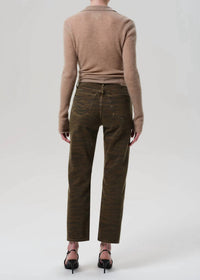 Citizens of Humanity Women's Blaine Straight Pants in olivine zebra - women's pants - detail view