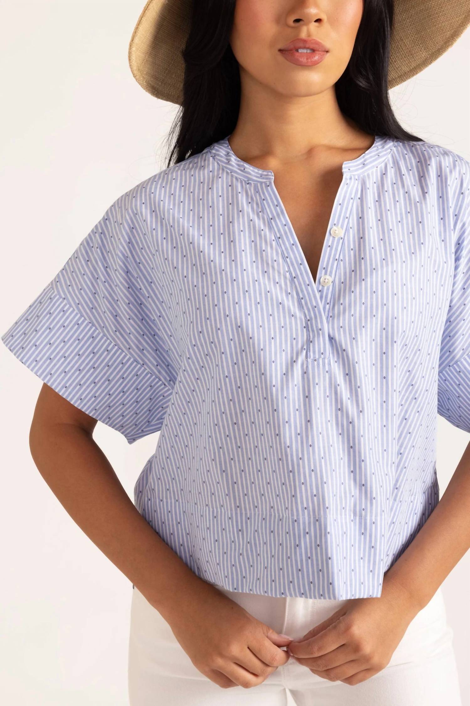 Thomas & Lourdes London Crop Top in diamond stripe - women's shirt - view 4