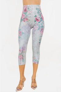 M.Rena - Antique Baroque Floral Print Crop Leggings