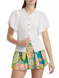 Ramy Brook - Colette Ribbed Combo Short Sleeve Top