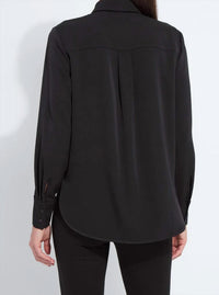 Lysse Lizbeth Embellished Tuxedo Shirt in black - women's shirt - detail view