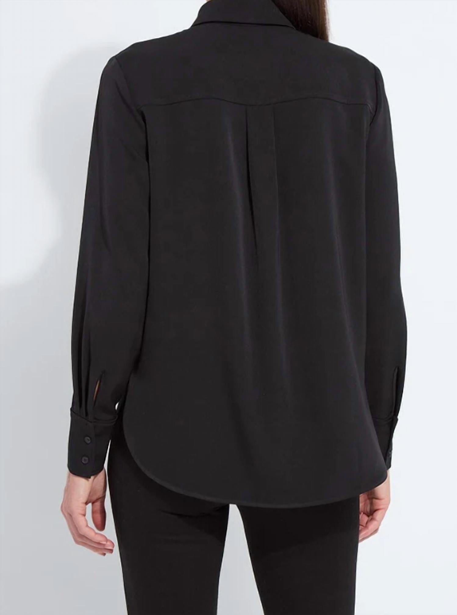 Lysse Lizbeth Embellished Tuxedo Shirt in black - women's shirt - detail view