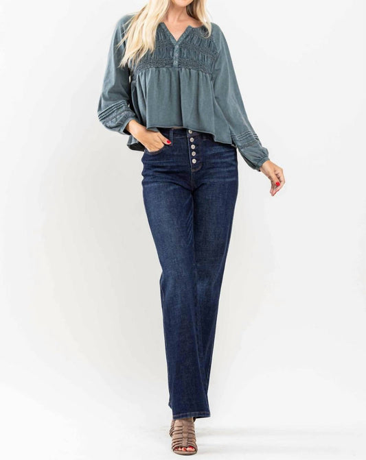 Judy Blue - High Waist Button Fly Straight Jeans