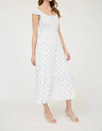 Blu Pepper - Bow Pattern Ruched Midi Dress