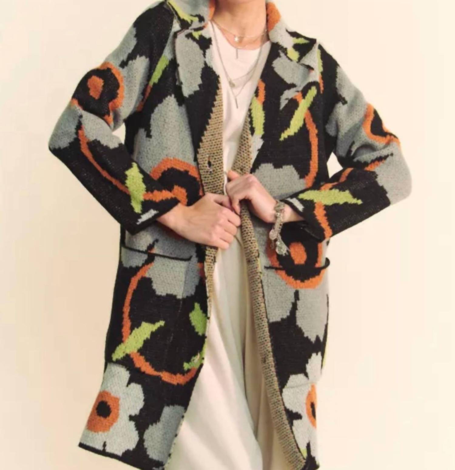 DAVI & DANI Floral Button Down Cardigan in multi - women's cardigan