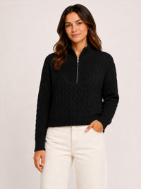 J. Society - Cable Knit Quarter Zip Sweater
