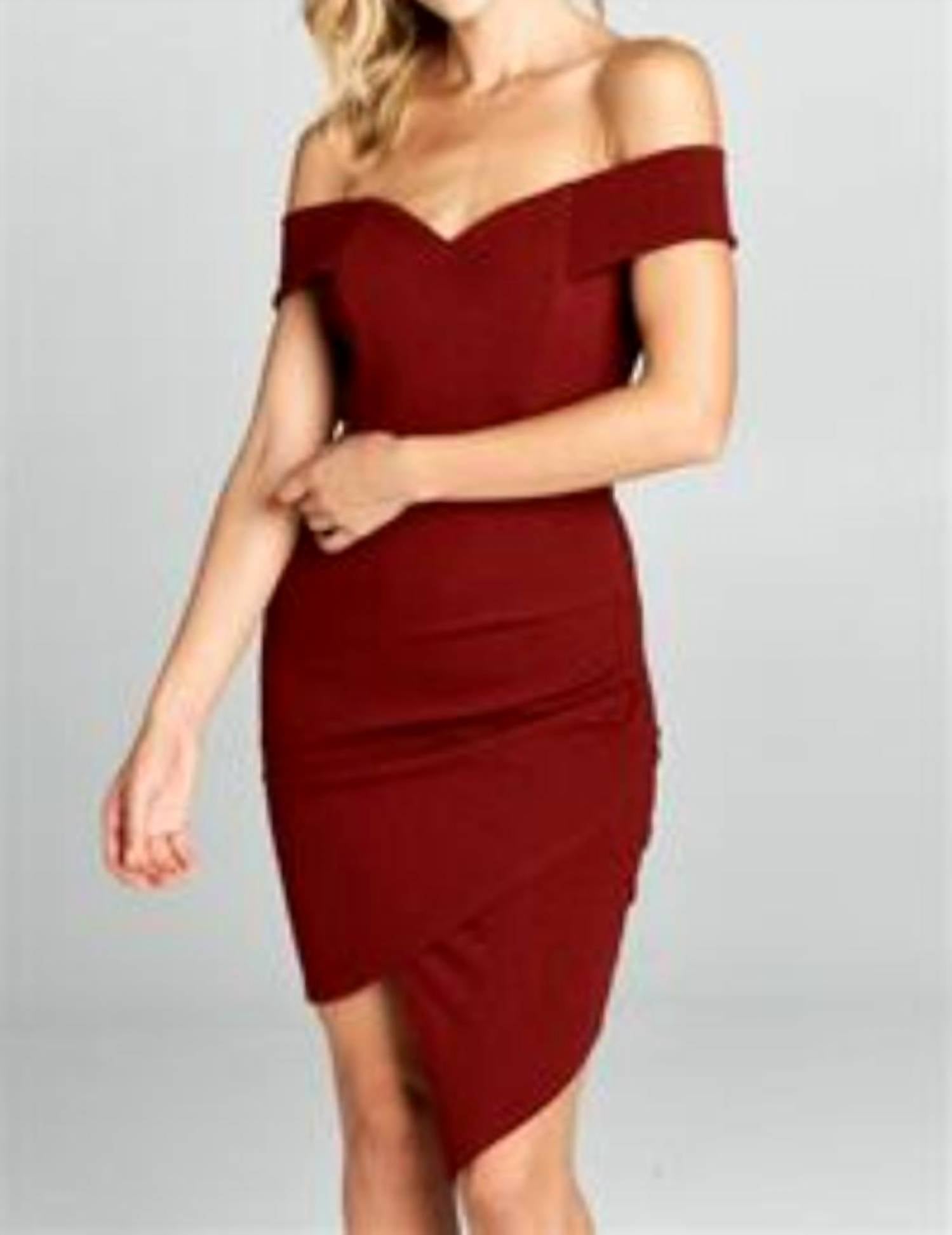 Asymettrical Off the Shoulder Mini Dress