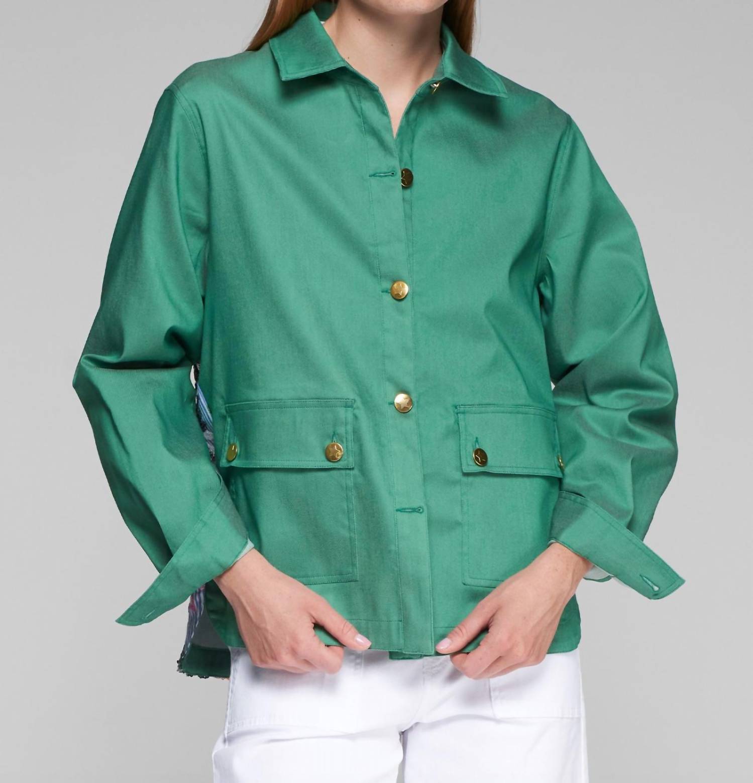 Vilagallo Olivia Shirt Jacket in green multi 1 - women's jacket