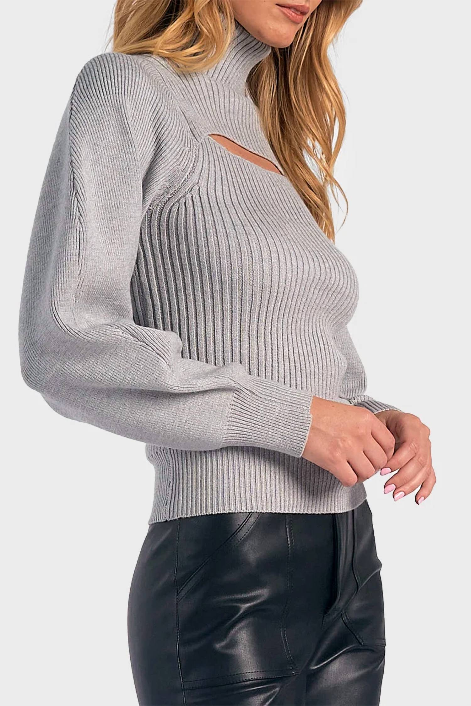 Elan - Cut Out Turtleneck Sweater