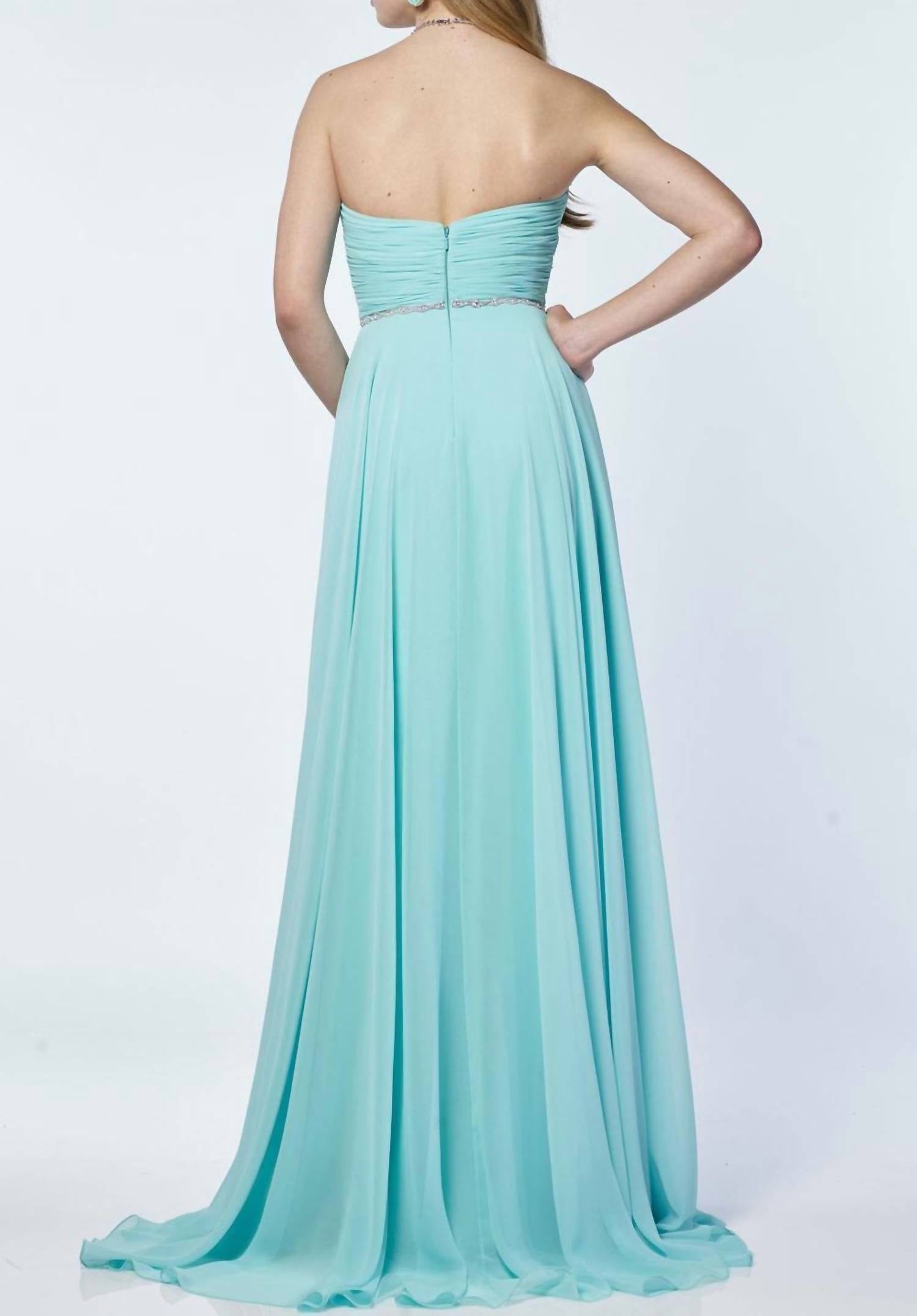 Alyce Paris - Strapless Chiffon Flowy Gown