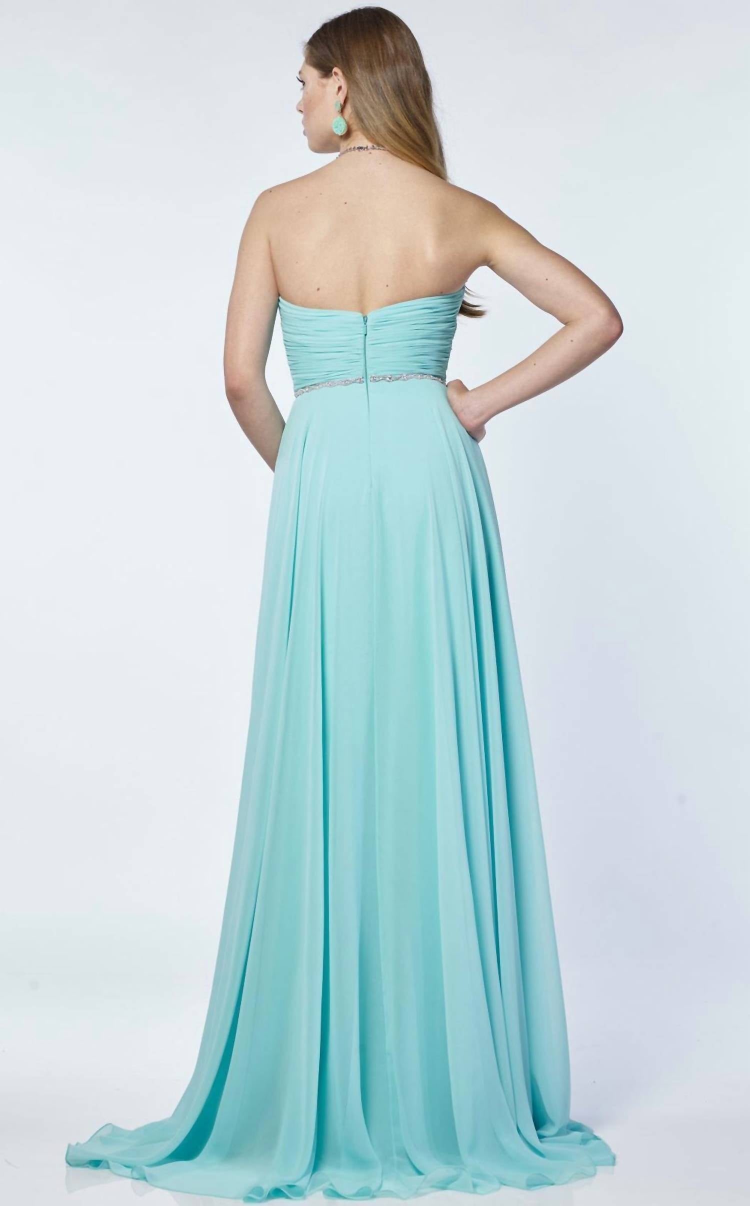 Alyce Paris - Strapless Chiffon Flowy Gown