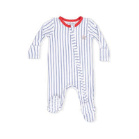 Angel Dear - Kids Baseball Stripe Bamboo 2 Way Zipper Footie