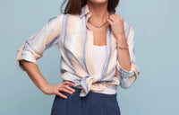 Elsie & Zoey - Wynn Striped Long Sleeve Collared Top