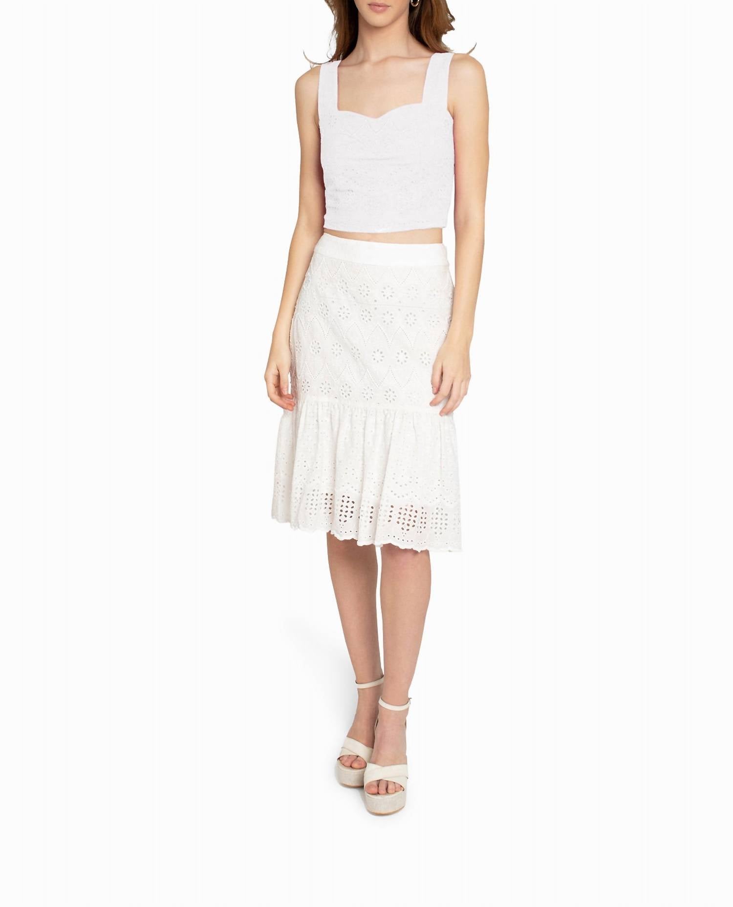 Nicole Miller - Embellished Eyelet Mini Skirt