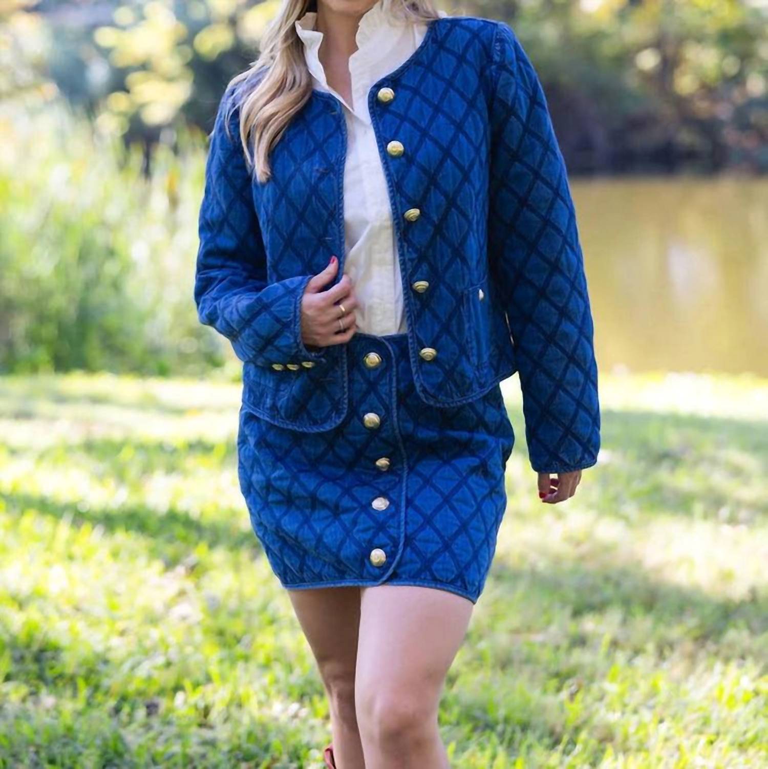 Karlie - Denim Stitch Novelty Skirt