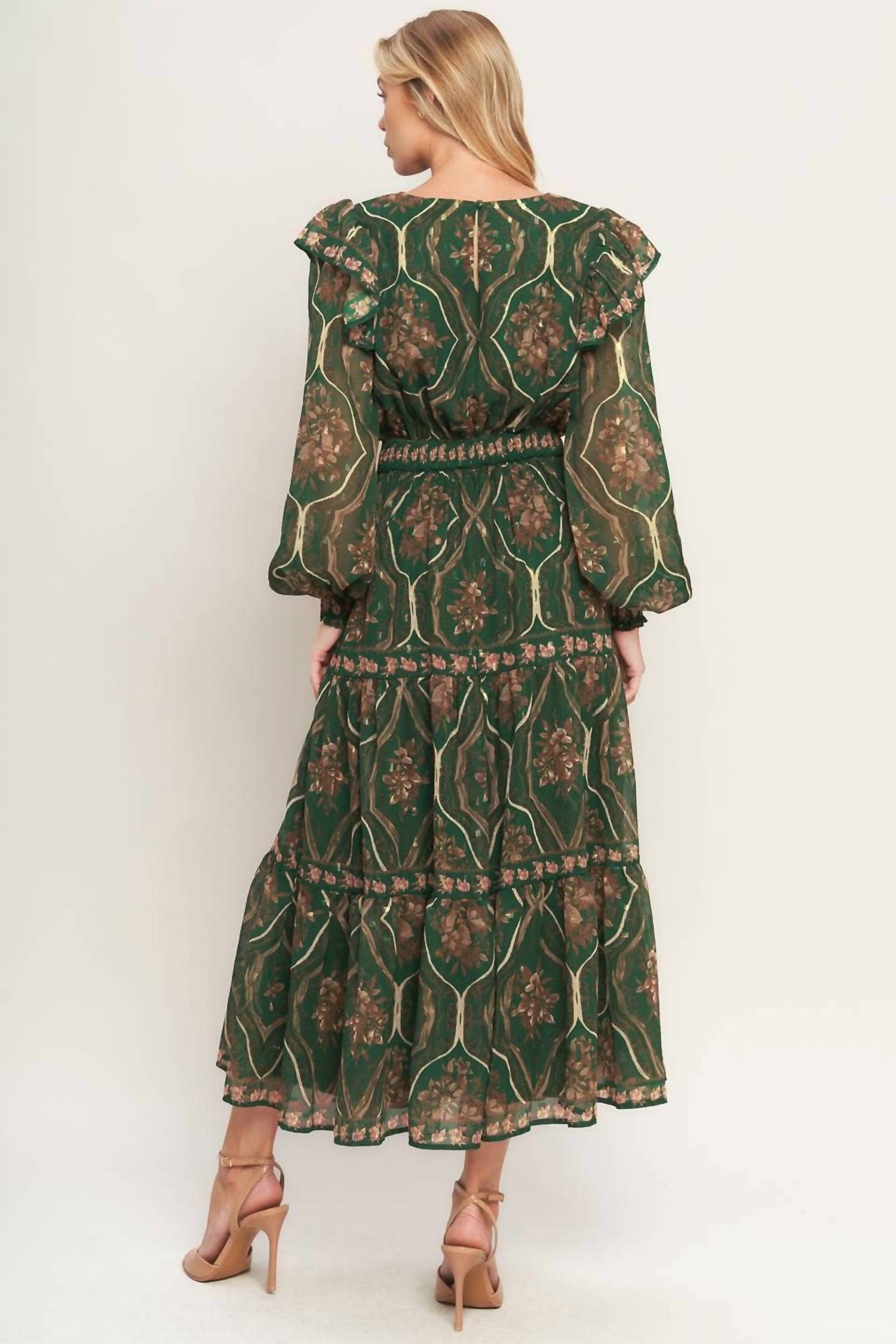 Flying Tomato - Printed Woven Midi Dress
