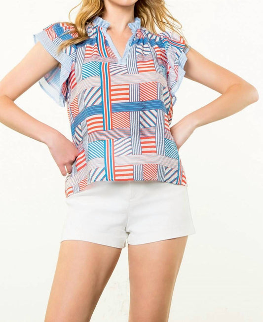 Thml - Flutter Sleeve Striped Pattern Top