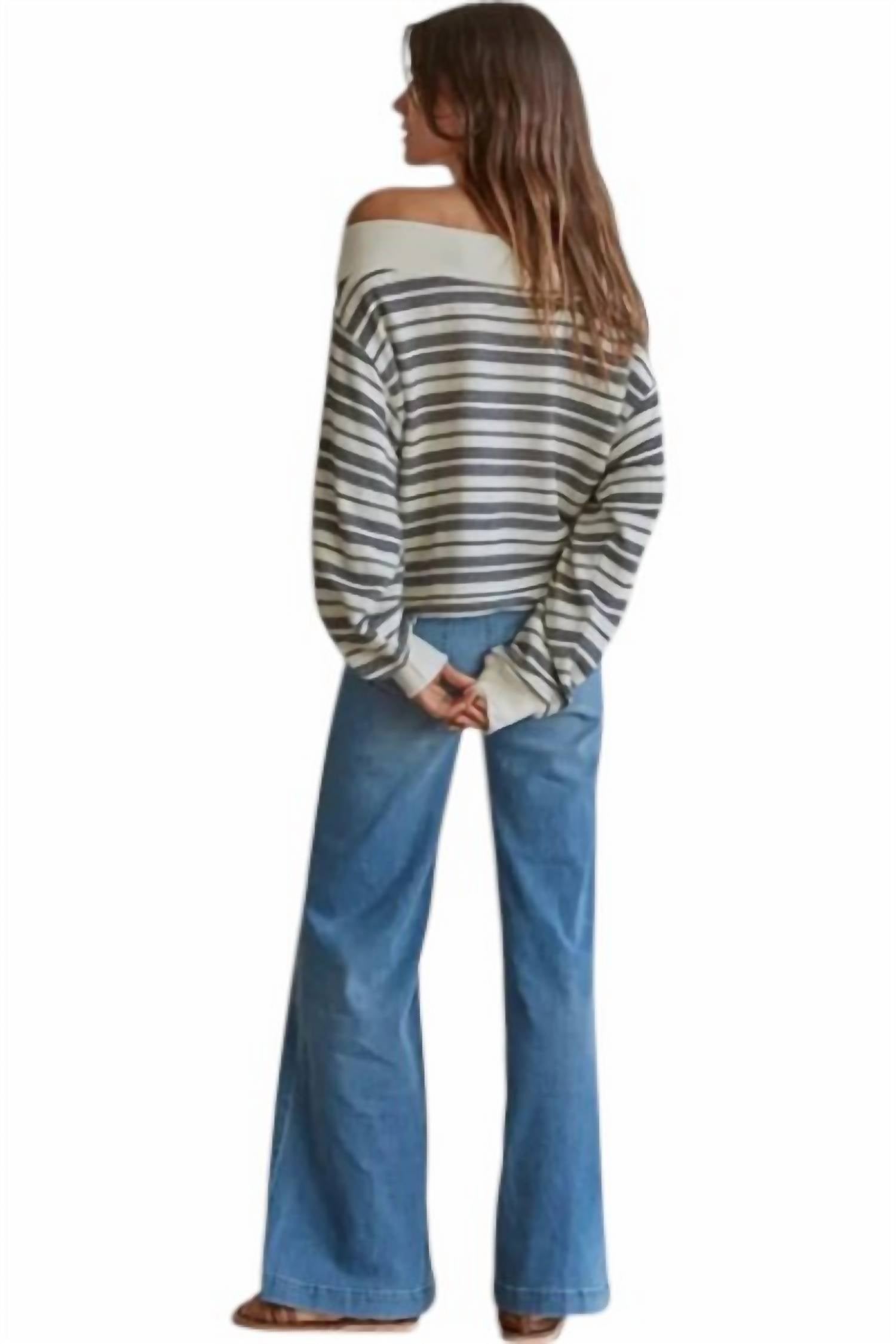 By Together - Striped Off Shoulder Sweater