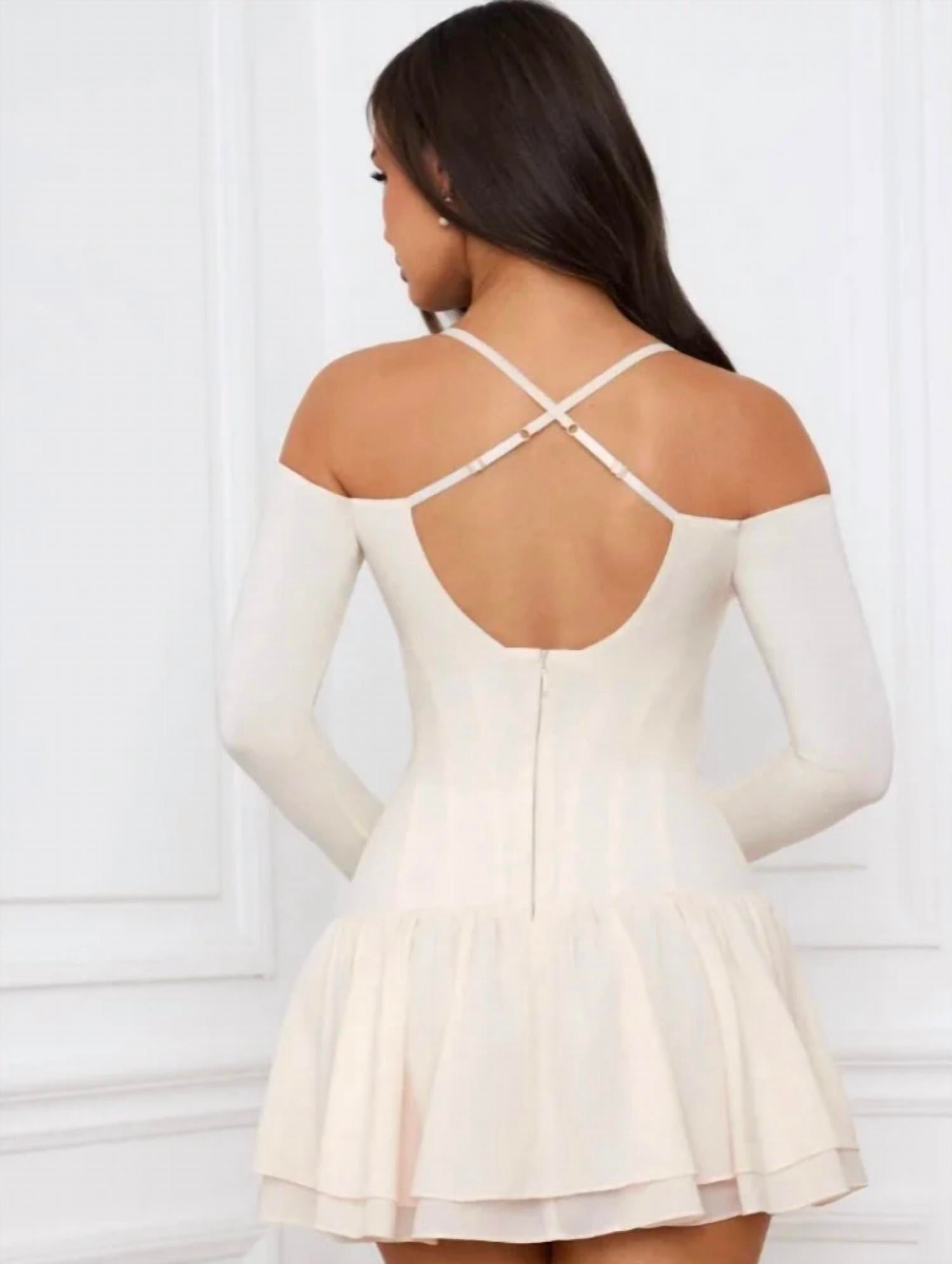 Oh Polly - Off-shoulder Tiered Corset Mini Dress
