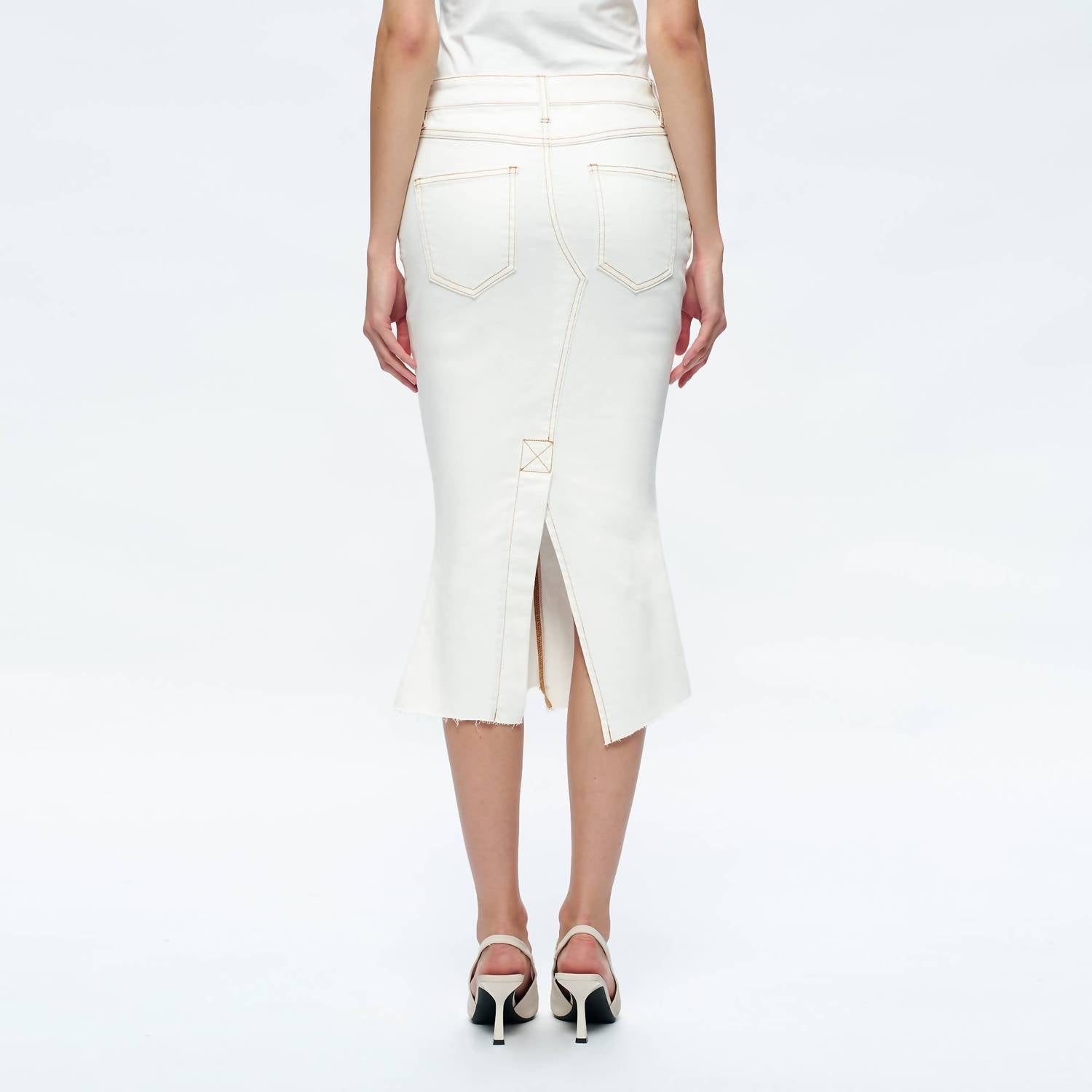 Bayeas - Fishtail Twill Pencil Mdi Skirt