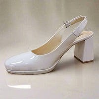 Fluchos Women's Karla Sling Back Pump in nude patent - women's heels - detail view
