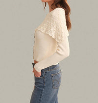 525 America - Beatrice Cape Crochet Like Cardigan