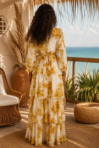 Surelymine - Marigold Floral Tiered Maxi Dress