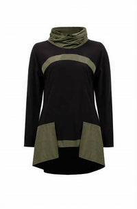 Joseph Ribkoff - Candace Contrast Cowl Neck Pocket Tunic