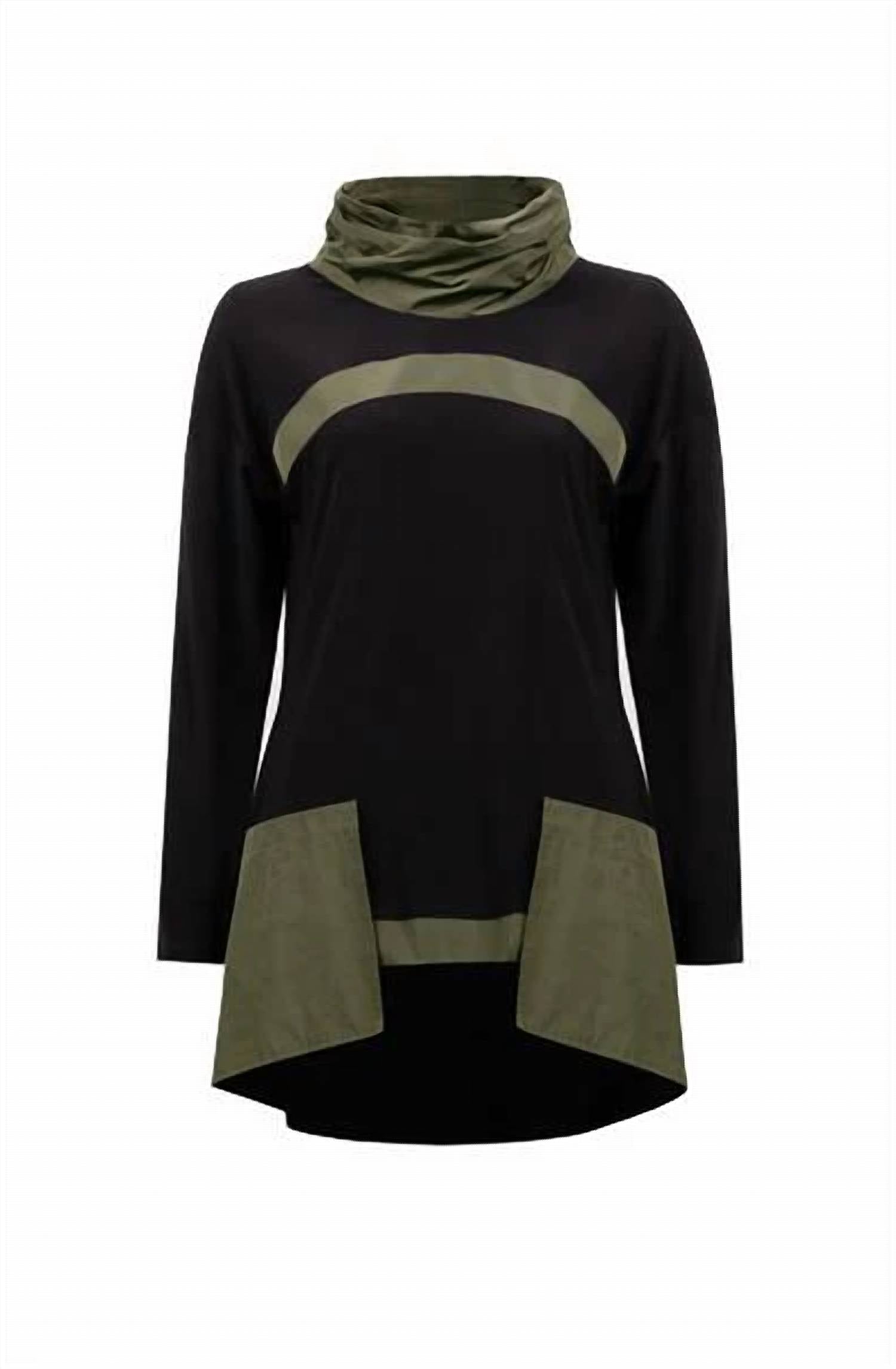 Joseph Ribkoff - Candace Contrast Cowl Neck Pocket Tunic