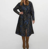 NIBI MTK Zoey Midi Dress in blue flower - women's dress