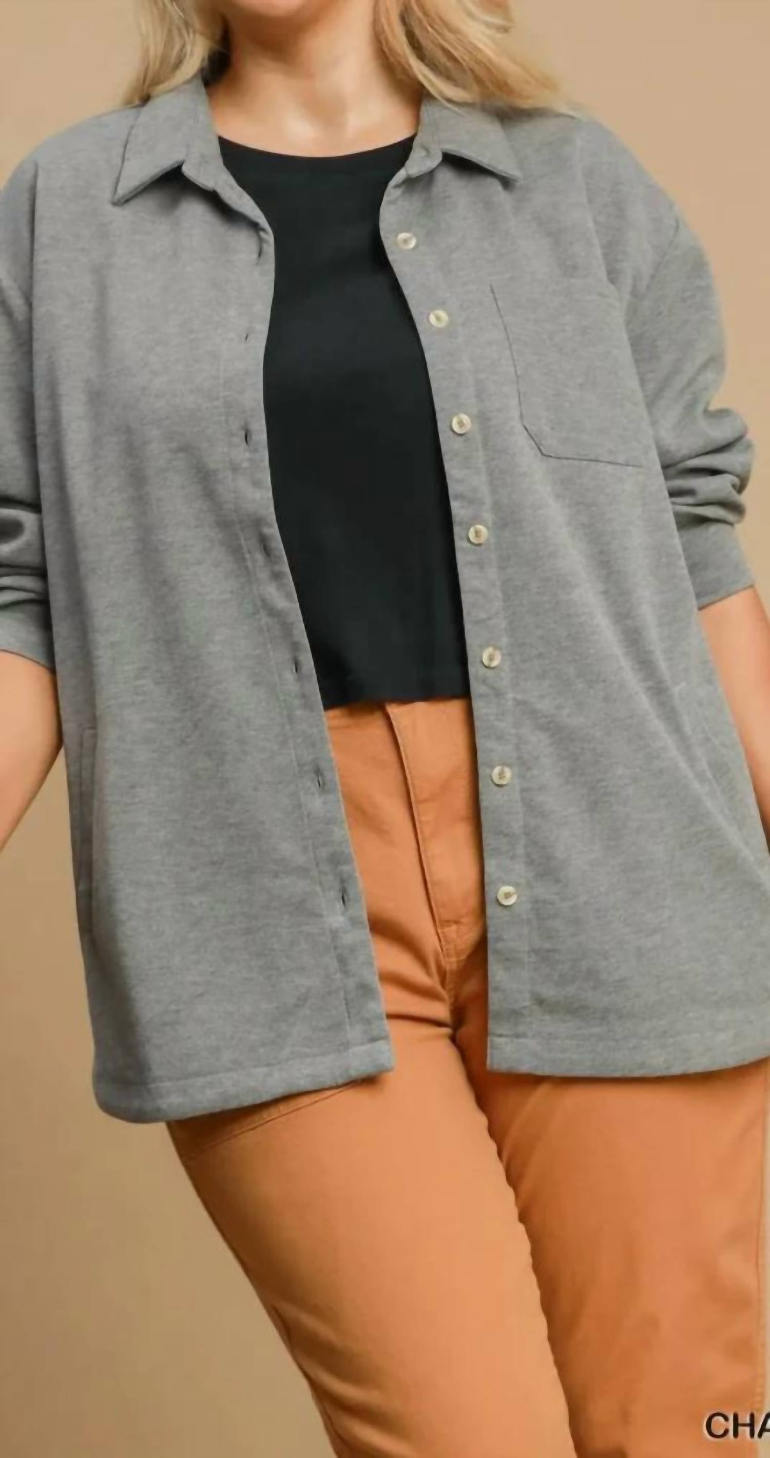 Umgee - Luxeknit Oversized Shirt Jacket